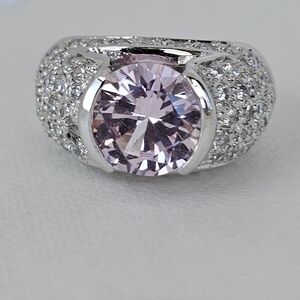 Victoria Wieck Pink Sapphire & Diamond Simulant Sterling Silver Ring Sz 6.